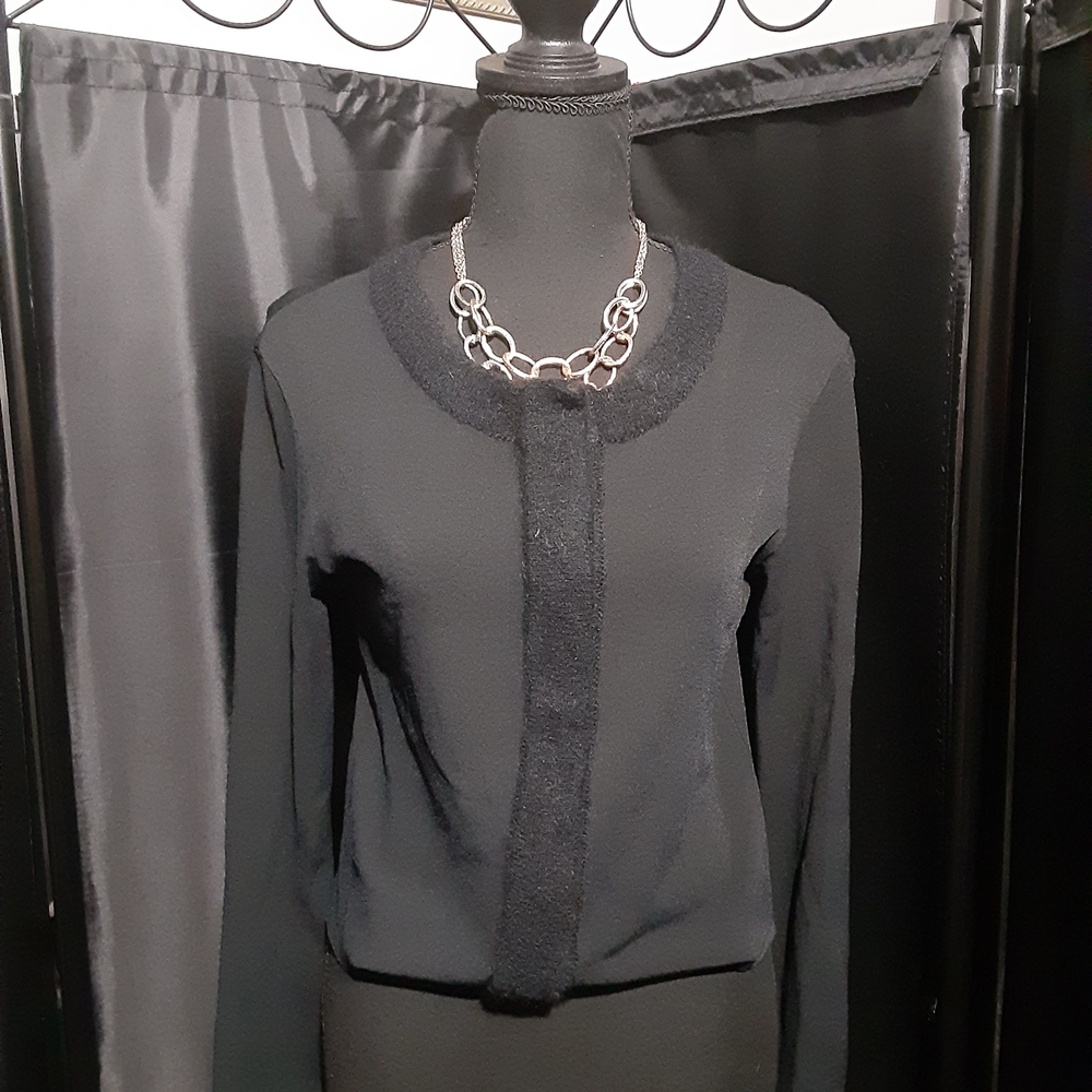 Liviani Conti Italian Elegant Black Women's Cardigan Sweater Cropped Size Small